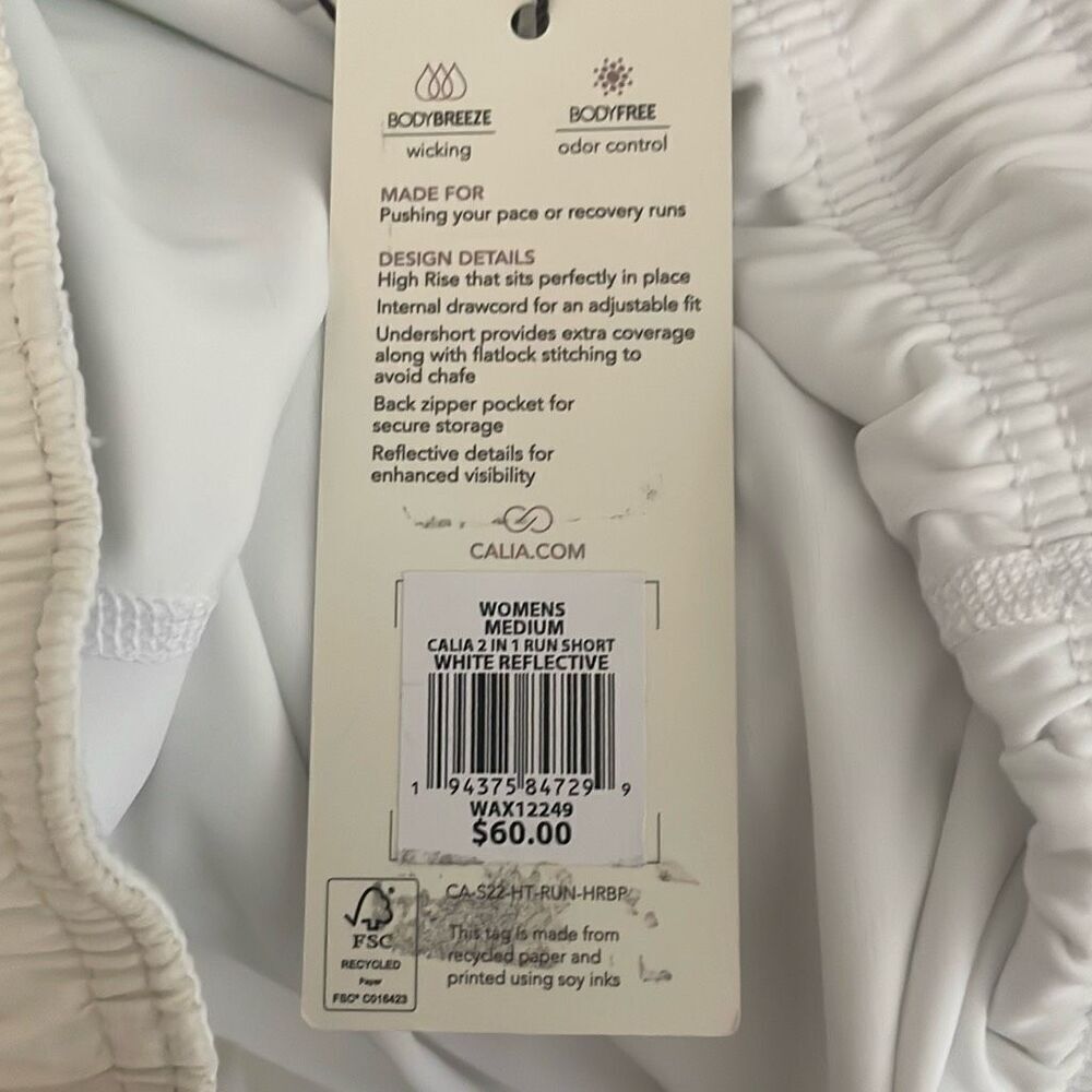 CALIA 2 In 1 Run Short White Reflective High Rise M - Picture 13 of 13